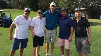 Brett Mooney, Barry McCauley, John Thompson (who won the playoff for the team), Paul Simons (Lo-Chlor, sponsor) and Mike Marshall