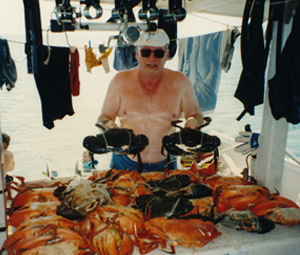 Don Bullock with a healthy haul of mud crabs